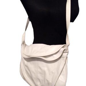 Halston White Leather Shoulder Bag | 13"x13"